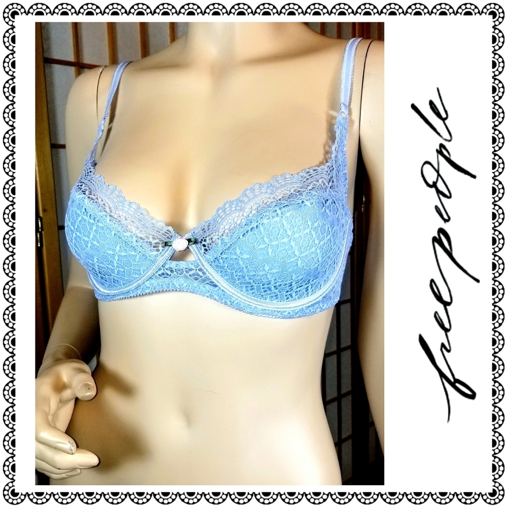 {Intimately Free People} blue lace demi bra, 34C